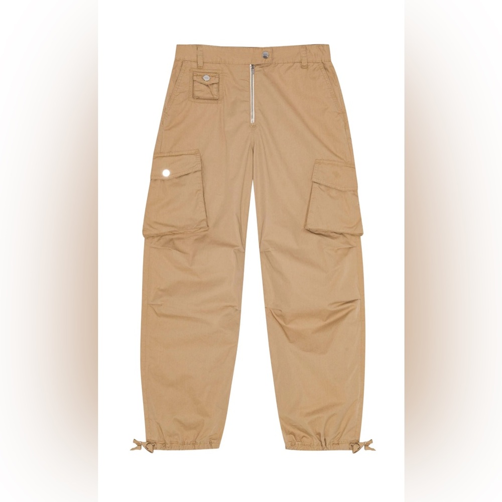 Ganni Camel Washed Cotton Twill Pants SZ 36 Small $345